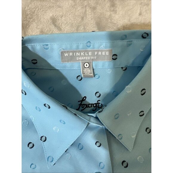 Foxcroft Women’s Size 8 Shirt Lot Pink Blue Polka Dot Long Sleeve - Picture 7 of 11